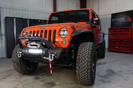 Jeep JK Front Stubby Winch Bumper W/Tube Guard 07-18 Wranger JK Black Texured Powercoated Fishbone Offroad