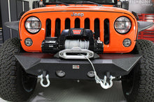 Load image into Gallery viewer, Jeep JK Front Bumper 07-18 Wrangler JK Rubicon and Unlimited Steel Black Textured Powdercoat Manowar Series Fishbone Offroad