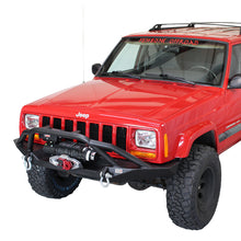 Load image into Gallery viewer, Cherokee XJ Front Winch Bumper W/Grille Guard Bullhead Steel Black Textured Powdercoat Fishbone Offroad
