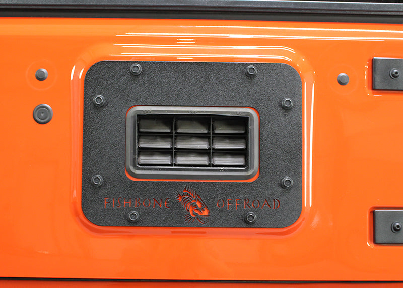 Jeep JK Tailgate Plate 07-18 Wrangler JK Aluminum Black Textured Powercoat Fishbone Offroad