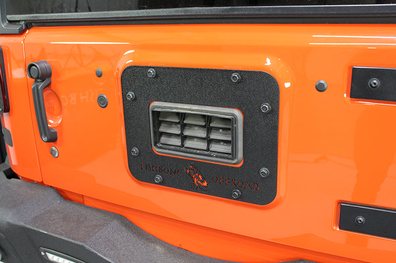 Jeep JK Tailgate Plate 07-18 Wrangler JK Aluminum Black Textured Powercoat Fishbone Offroad