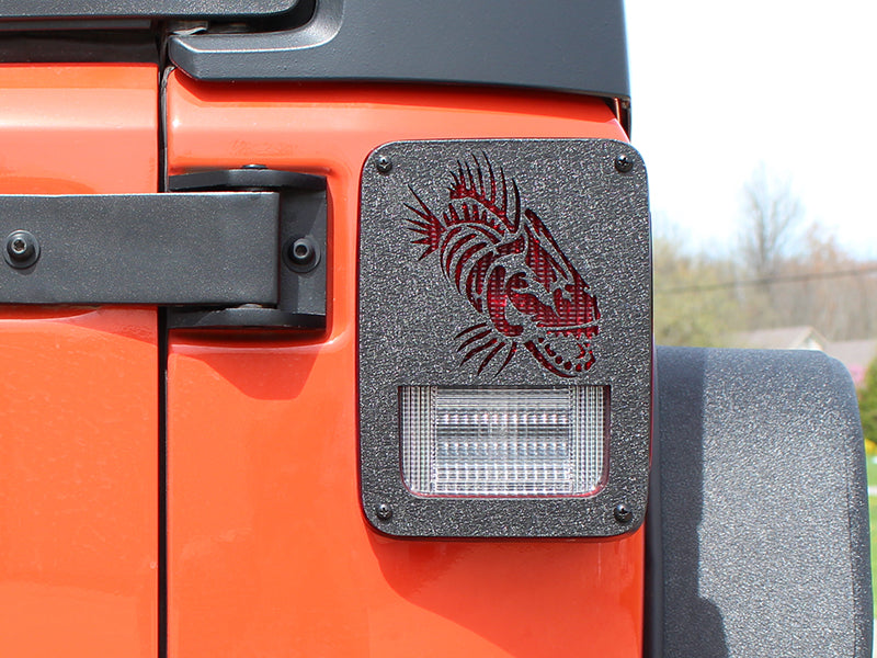 Jeep JK Tail Light Covers 07-18 Wrangler JK Black Textured Powdercoat Fishbone Offroad