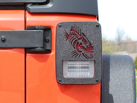 Jeep JK Tail Light Covers 07-18 Wrangler JK Black Textured Powdercoat Fishbone Offroad