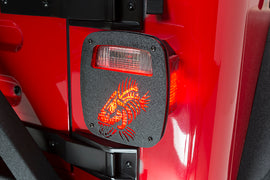 Jeep Wrangler CJ YJ TJ Tail Light Covers Black Textured Powdercoat Fishbone Offroad