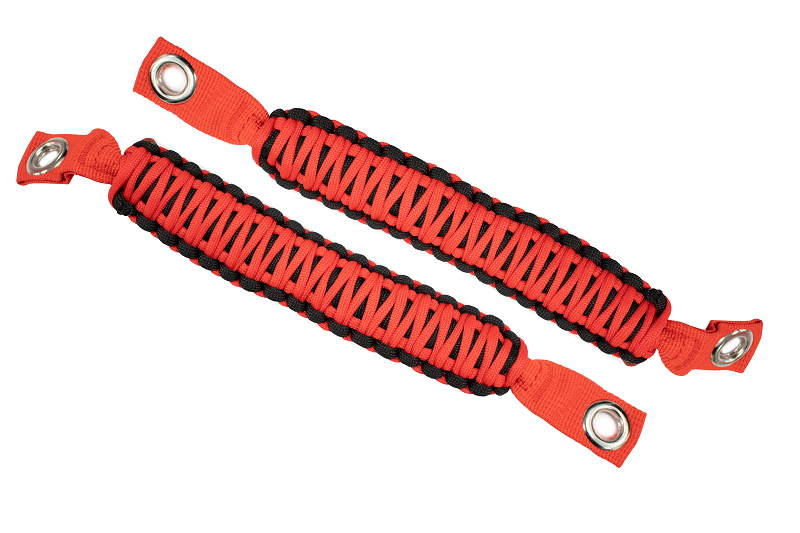 Paracord Grab Handles for A Pillar Sound Bar 07-18 Wrangler JK Red Fishbone Offroad