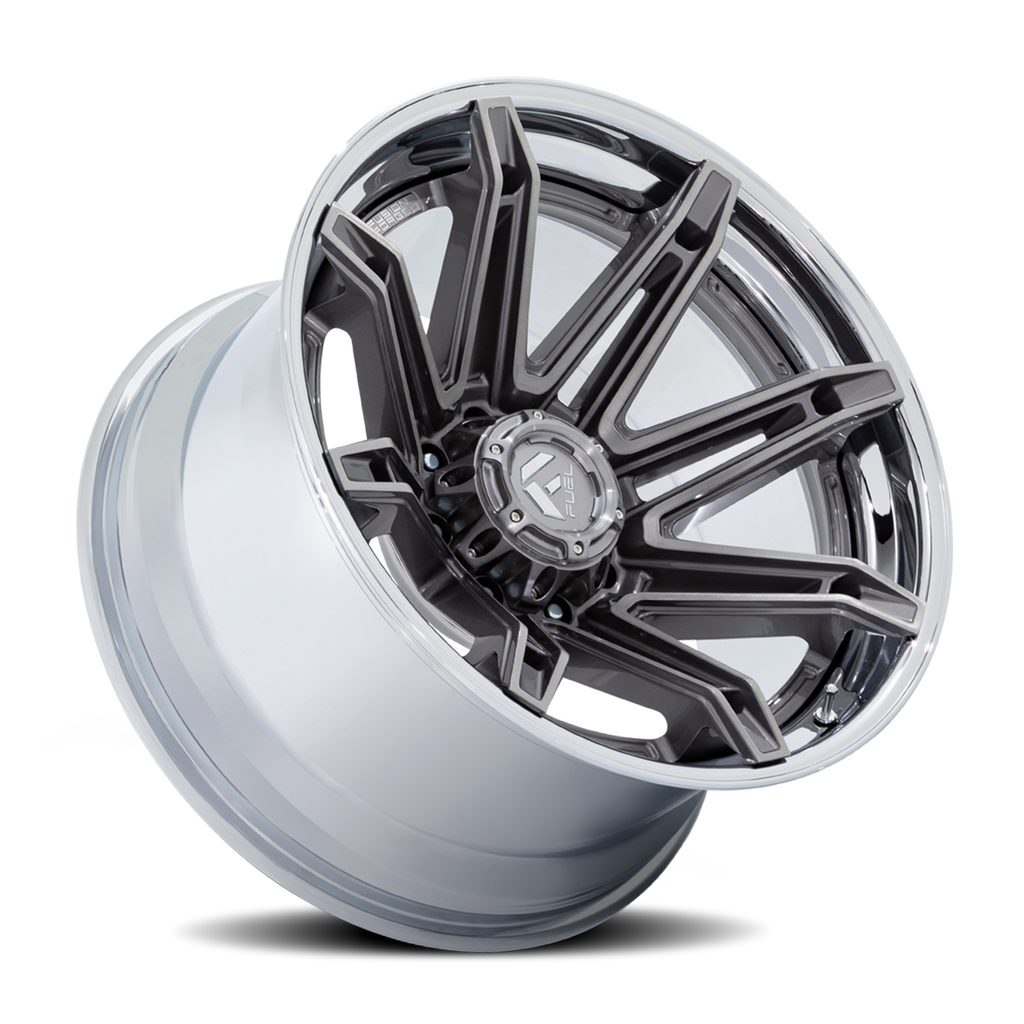 Aluminum Wheels 22X12 Brawl FC401AP 8 On 165.1 Platinum Silver Chrome Lip 125.1 Bore -44 Offset Fuel Off Road Wheels