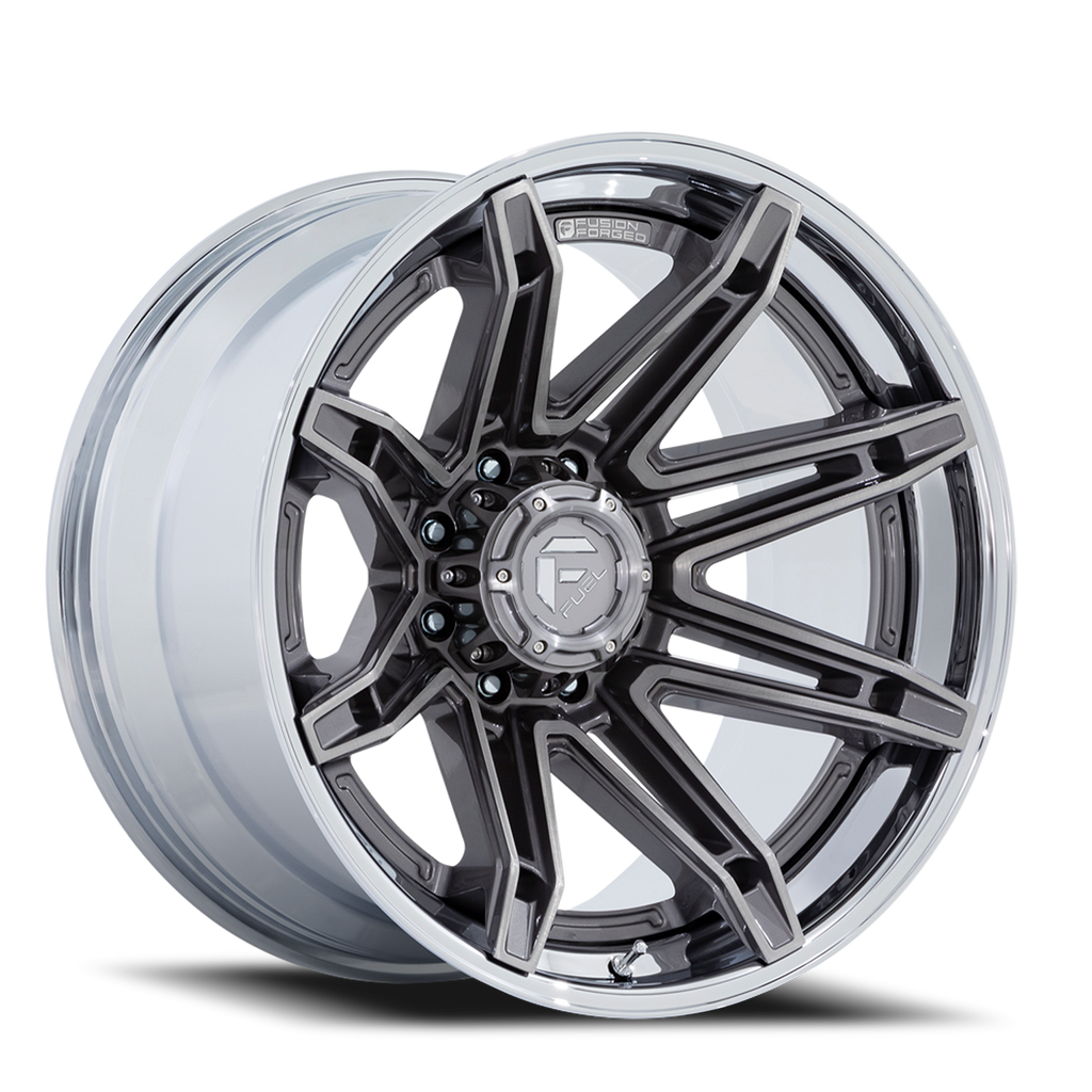 Aluminum Wheels 22X12 Brawl FC401AP 8 On 170 Platinum Silver Chrome Lip 125.1 Bore -44 Offset Fuel Off Road Wheels