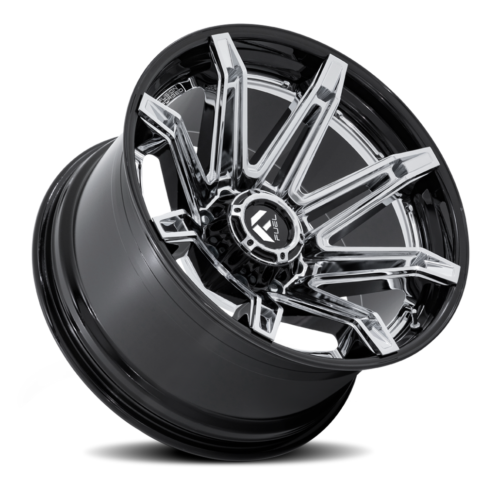 Aluminum Wheels 20X10 Brawl FC401PB 8 On 165.1 Chrome/Gloss Black Lip 125.1 Bore -18 Offset Fuel Off Road Wheels