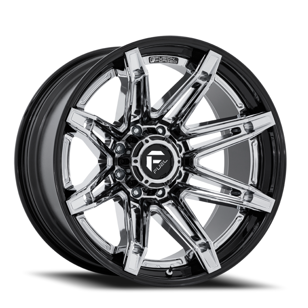 Aluminum Wheels 22X12 Brawl FC401PB 8 On 170 Chrome/Gloss Black Lip 125.1 Bore -44 Offset Fuel Off Road Wheels