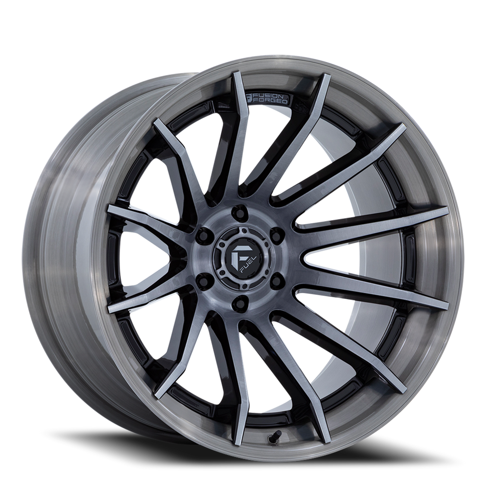 Aluminum Wheels 22X12 Burn FC403BT 6 On 135 Gloss Black Brushed Dark Tint 87.1 Bore -44 Offset Fuel Off Road Wheels