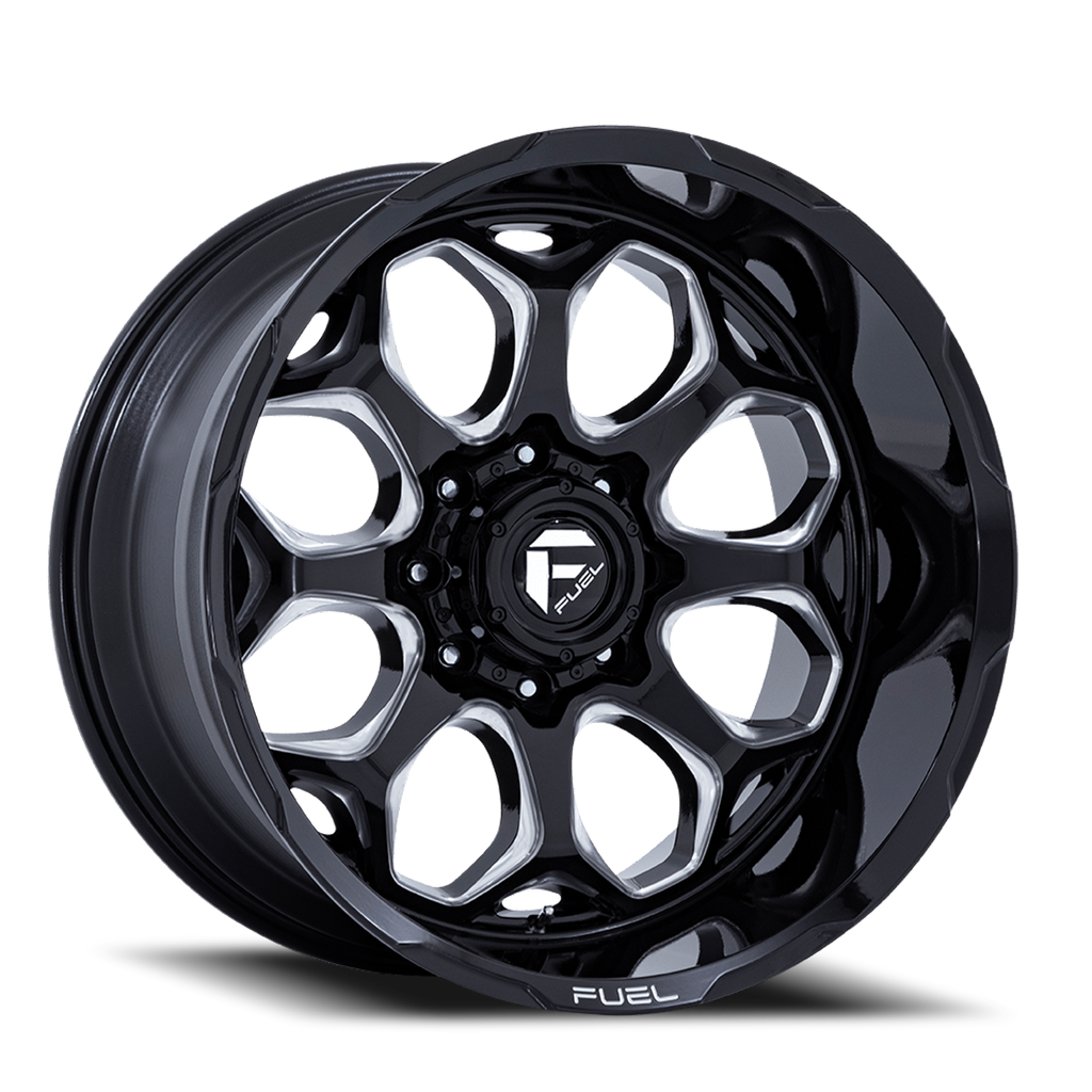 Aluminum Wheels 22X10 Scepter FC862 BE 5 On 127 Gloss Black Milled 71.5 Bore -18 Offset Fuel Off Road Wheels
