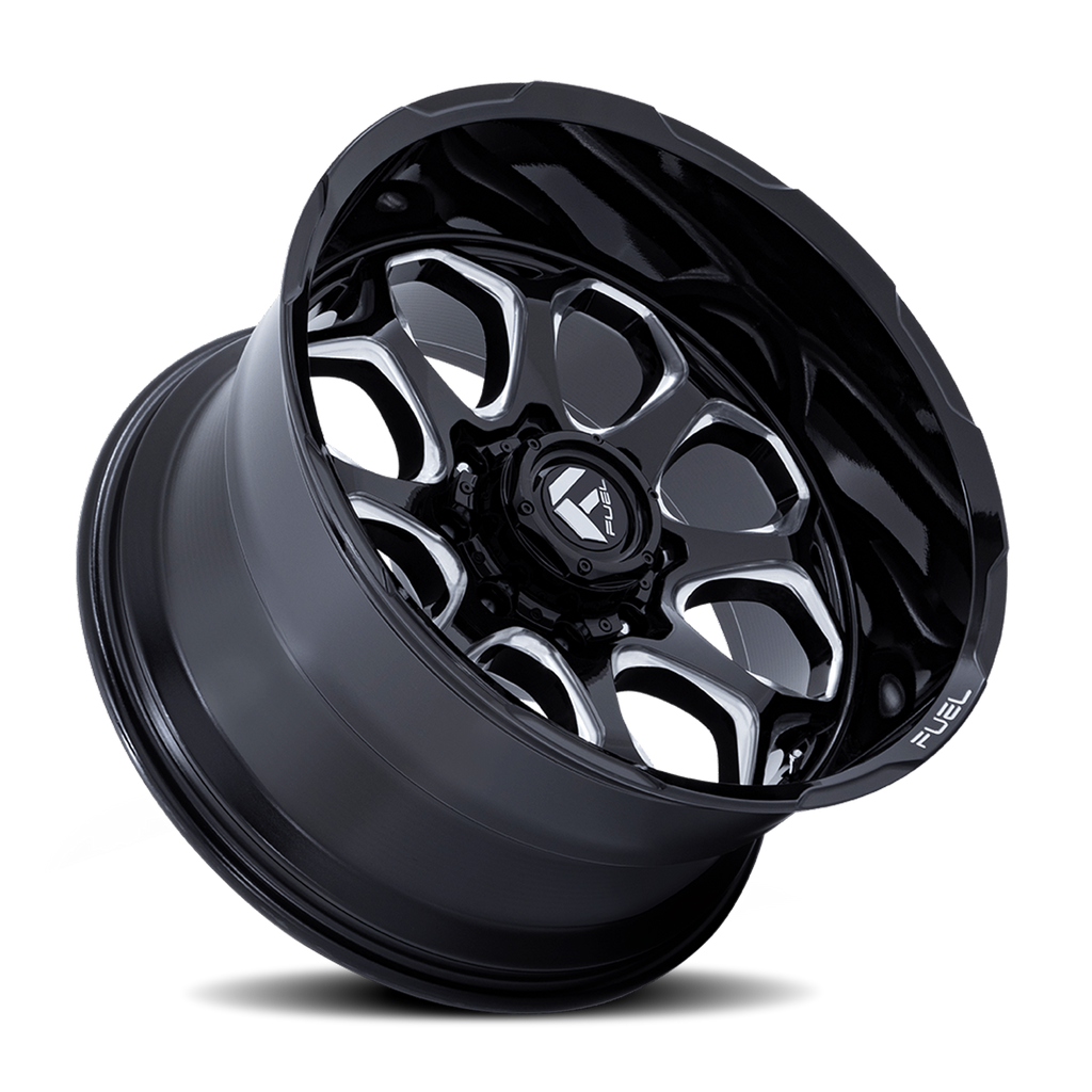Aluminum Wheels 22X12 Scepter FC862 BE 5 On 127 Gloss Black Milled 71.5 Bore -44 Offset Fuel Off Road Wheels