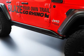 Go Rhino FS4506T Frame mounted slider provides rocker panel protection.