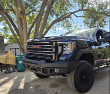 Load image into Gallery viewer, FT Front Bumper Base For 2020-2023 Sierra 2500/3500 HD Sensor Cutouts Fog Cutouts Receiver Gloss Black Powdercoat Bodyguard Bumpers