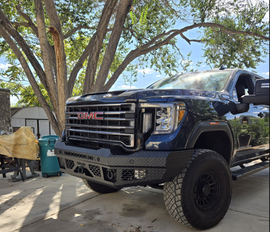 FT Front Bumper Base For 2020-2023 Sierra 2500/3500 HD Sensor Cutouts Fog Cutouts Receiver Gloss Black Powdercoat Bodyguard Bumpers