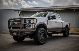 FT Front Bumper Extreme For 2017-2022 Ford F250/350 Superduty No Sensor Fog Cutouts Receiver With Mesh Grill With Camera Harness Gloss Black Powdercoat Bodyguard Bumpers