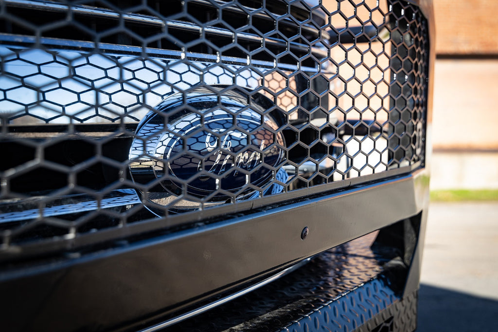 FT Front Bumper Extreme For 2023-2026 Ford F550 Superduty Sensor Cutouts Fog Cutouts Receiver With Mesh Grill With Camera Harness Texture Black Powdercoat Fits 450/550 Trim Bodyguard Bumpers
