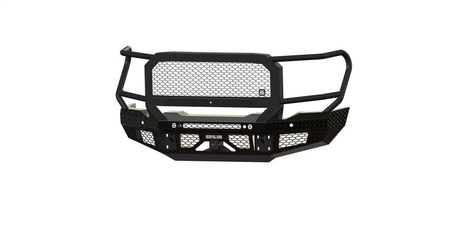 FT Front Bumper Extreme For 2020-2023 Sierra 2500/3500 HD Sensor Cutouts Fog Cutouts Receiver With Mesh Grill With Camera Harness Texture Black Powdercoat Bodyguard Bumpers