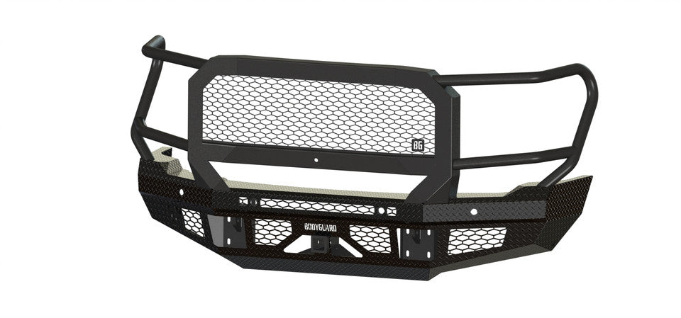 FT Front Bumper Extreme For 2024-2026 Sierra 2500/3500 HD Sensor Cutouts Fog Cutouts Receiver With Mesh Grill With Camera Harness Gloss Black Powdercoat Bodyguard Bumpers