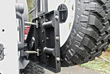Fab Fours JP-Y1261T-1 Off The Door Tire Carrier; 2 Stage Black Powder Coated; Needs Base Bumper;