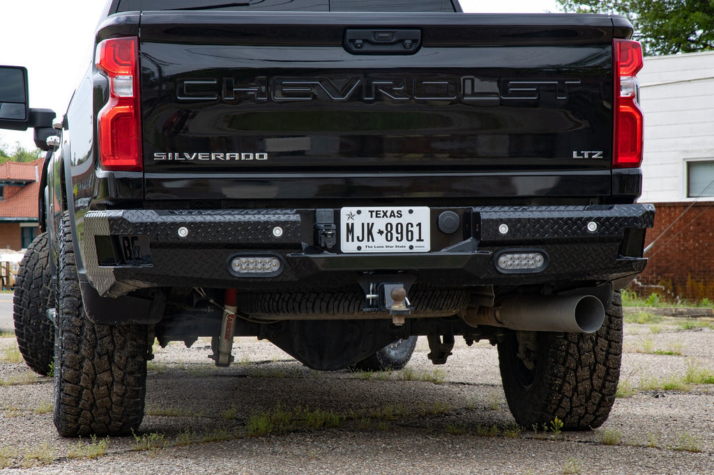 FT Rear Bumper For 2020-2026 Silverado/Sierra 2500/3500 HD Sensor Cutouts Gloss Black Powdercoat Bodyguard Bumpers