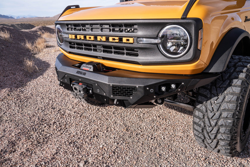 Freedom Front Bumper Base For 2021-2025 Ford Bronco Raptor Only Winch Mount Sensor Cutouts Texture Black Powdercoat Bodyguard Bumpers