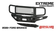 Load image into Gallery viewer, Freedom Front Bumper Extreme For 2021-2025 Ford Bronco Winch Mount Sensor Cutouts With Camera Harness Texture Black Powdercoat Bodyguard Bumpers