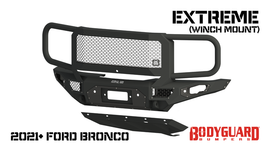 Freedom Front Bumper Extreme For 2021-2025 Ford Bronco Winch Mount Sensor Cutouts With Camera Harness Texture Black Powdercoat Bodyguard Bumpers