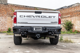 Freedom Rear Bumper For 2020-2026 Silverado/Sierra 2500/3500 HD No Sensor Cutouts Texture Black Powdercoat Bodyguard Bumpers