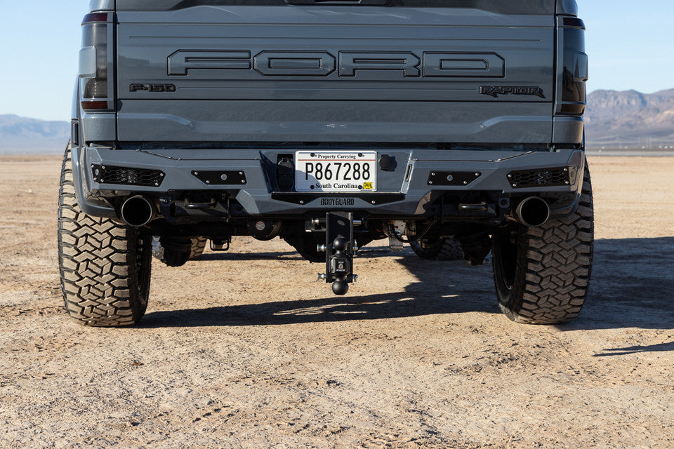 Freedom Rear Bumper For 2021-2025 Ford Raptor Sensor Cutouts Texture Black Powdercoat Bodyguard Bumpers
