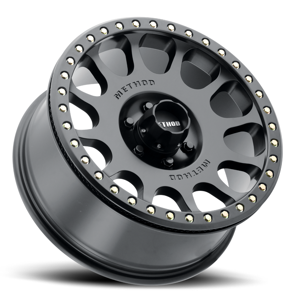 Aluminum Wheels 17x9 Beadlock MR105 Bolt Pattern 6 On 139.7 Offset -38 Lip Size 1.77 Matte Black MB Method