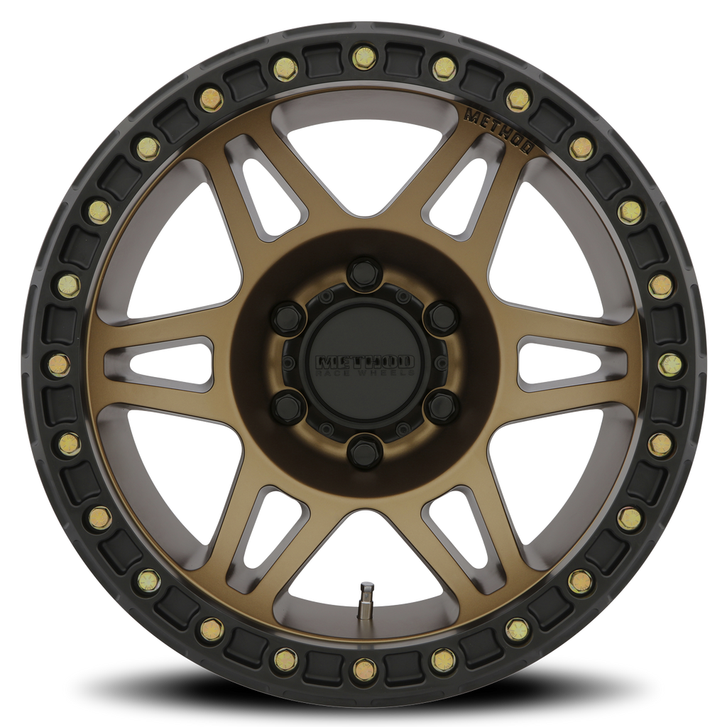 Aluminum Wheels 17x9 Beadlock MR106 Bolt Pattern 8 On 165.1 Offset -44 Lip Size 0 Method Bronze BRZ Method