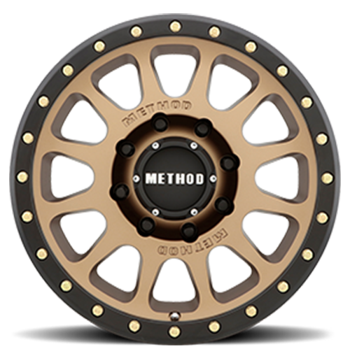 Aluminum Wheels 20x10 NV MR305 Bolt Pattern 8 On 165.1 Offset -18 Lip Size 2.05 Method Bronze BRZ Black Street Loc Method