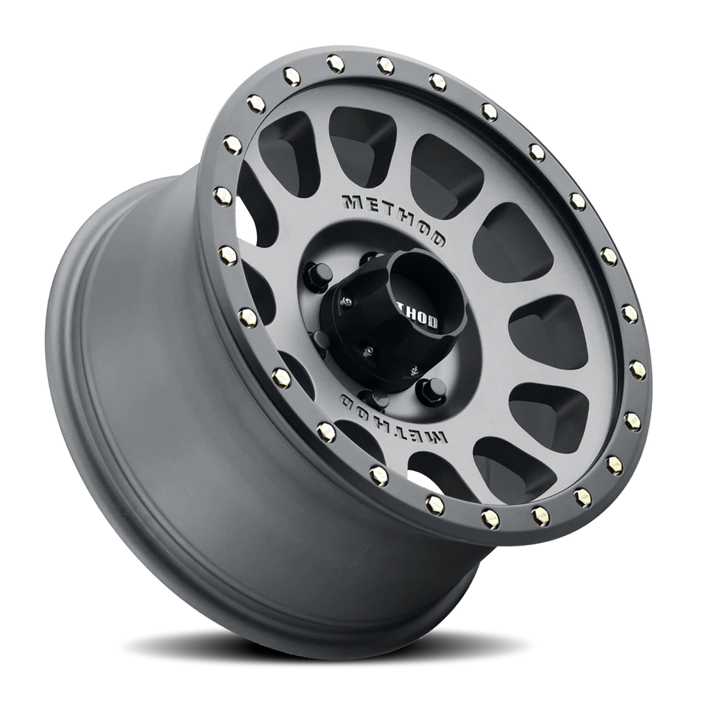 Aluminum Wheels 20x9 NV MR305 Bolt Pattern 6 On 139.7 Offset 18 Lip Size 1.42 Titanium TT Matte Black Lip Method