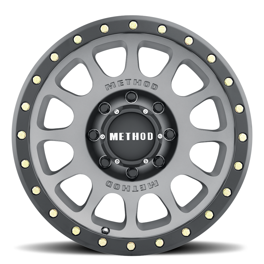 Aluminum Wheels 17x8.5 NV MR305 Bolt Pattern 8 On 165.1 Offset 0 Lip Size 1.3 Titanium TT Matte Black Lip Method