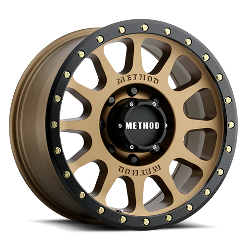 Aluminum Wheels 18x9 NV HD MR305 Bolt Pattern 8 On 180 Offset 18 Lip Size 1.38 Method Bronze BRZ Black Street Loc Method