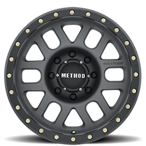 Aluminum Wheels 18x9 Grid MR309 Bolt Pattern 8 On 165.1 Offset 18 Lip Size 1.65 Titanium GY Black Street Loc Method