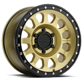 Aluminum Wheels 20x10 MR315 Bolt Pattern 6 On 139.7 Offset -18 Lip Size 3.27 Gold GD Black Street Loc Method