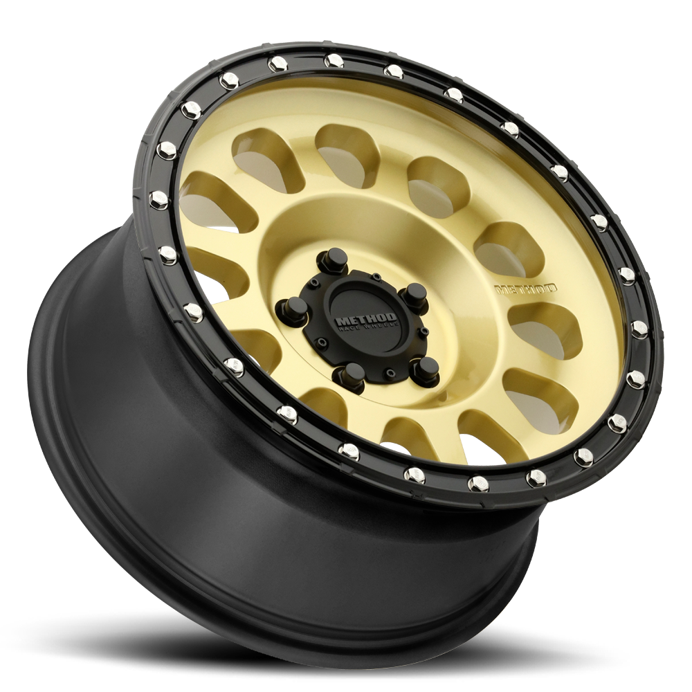 Aluminum Wheels 20x9 MR315 Bolt Pattern 5 On 139.7 Offset 18 Lip Size 2.13 Gold GD Black Street Loc Method