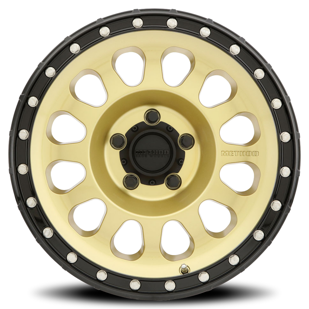Aluminum Wheels 20x9 MR315 Bolt Pattern 5 On 139.7 Offset 18 Lip Size 2.13 Gold GD Black Street Loc Method