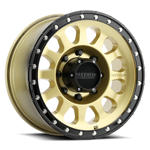 Aluminum Wheels 17x8.5 MR315 Bolt Pattern 8 On 165.1 Offset 25 Lip Size 1.89 Gold GD Black Street Loc Method