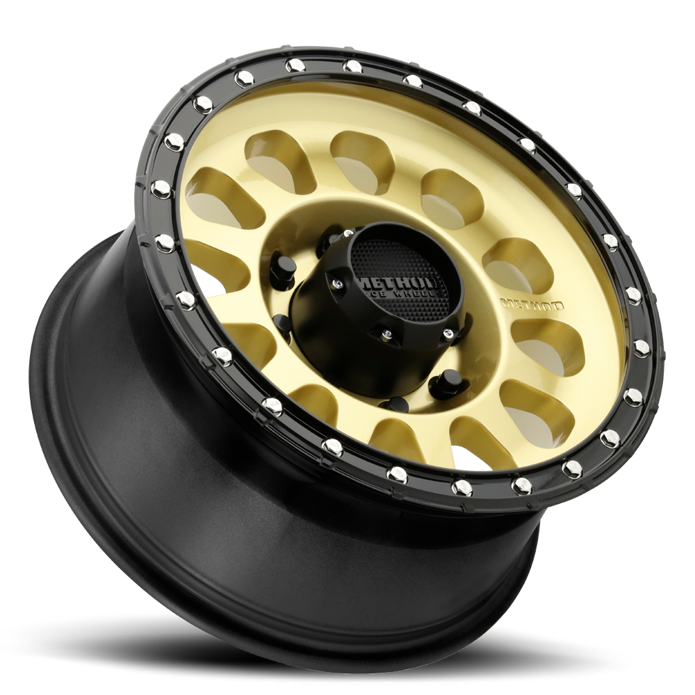 Aluminum Wheels 17x8.5 MR315 Bolt Pattern 8 On 165.1 Offset 25 Lip Size 1.89 Gold GD Black Street Loc Method