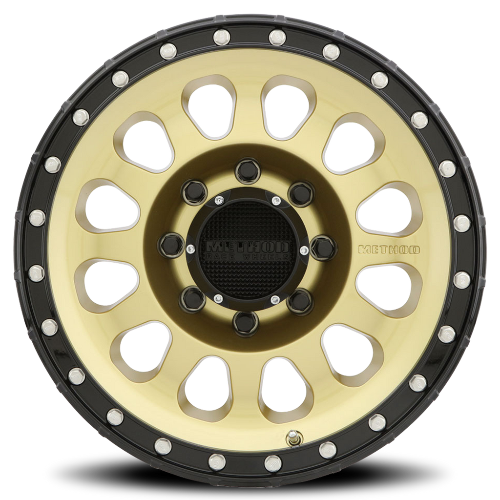 Aluminum Wheels 17x8.5 MR315 Bolt Pattern 8 On 165.1 Offset 25 Lip Size 1.89 Gold GD Black Street Loc Method