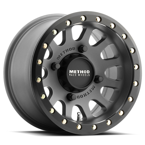 Aluminum Wheels 15x6 MR401 Beadlock UTV Bolt Pattern 4 On 156 Offset 53 Lip Size 0 Titanium GY Matte Black Ring Method