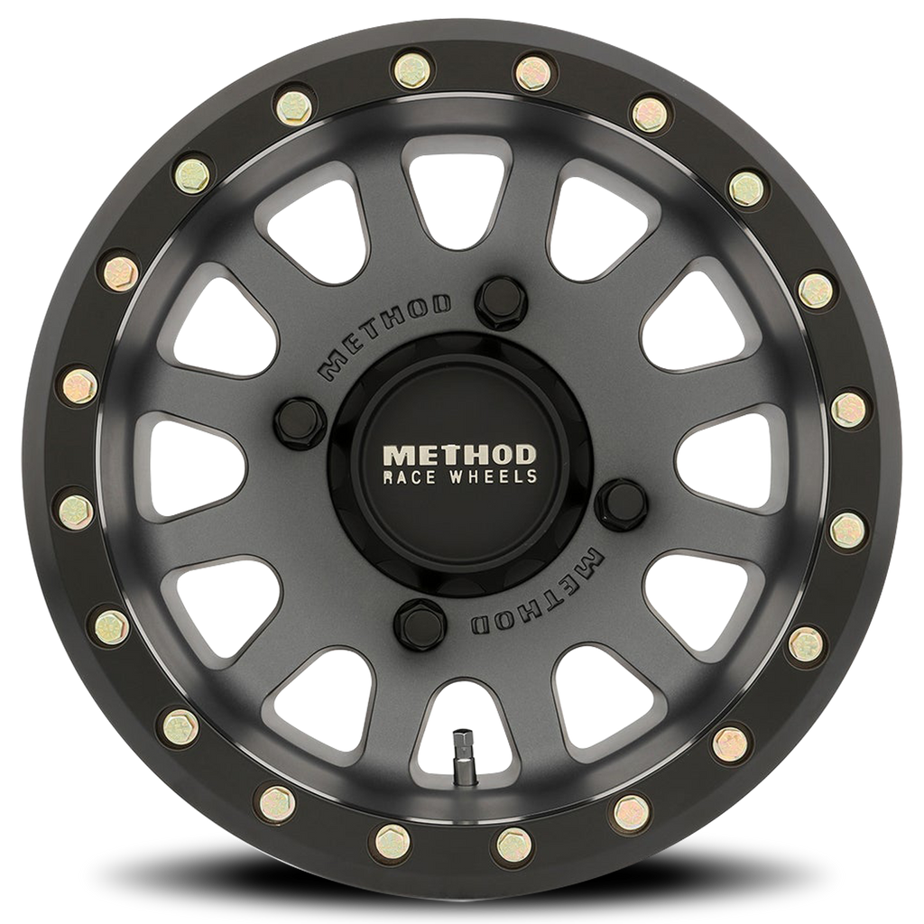 Aluminum Wheels 15x7 MR401 Beadlock UTV Bolt Pattern 5 On 114.3 Offset 38 Lip Size 0.79 Titanium GY Matte Black Ring Method