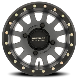 Aluminum Wheels 15x7 MR401 Beadlock UTV Bolt Pattern 4 On 136 Offset 13 Lip Size 1.77 Titanium GY Matte Black Ring Method
