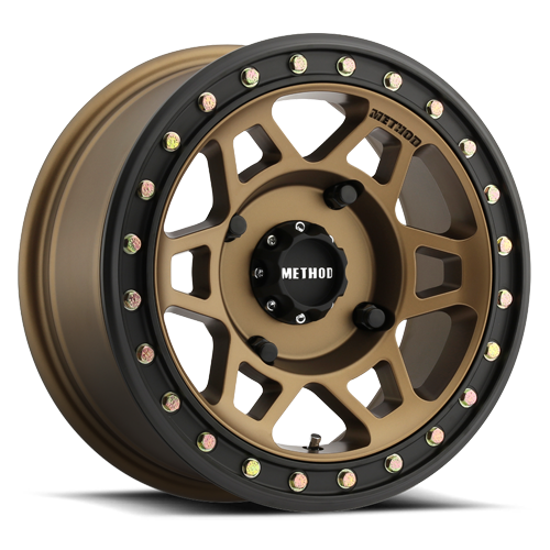 Aluminum Wheels 15x7 MR405 Beadlock UTV Bolt Pattern 4 On 156 Offset 38 Method Bronze BRZ Matte Black Ring Method