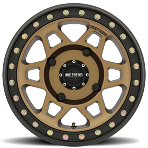 Aluminum Wheels 15x7 MR405 Beadlock UTV Bolt Pattern 4 On 136 Offset 13 Method Bronze BRZ Matte Black Ring Method