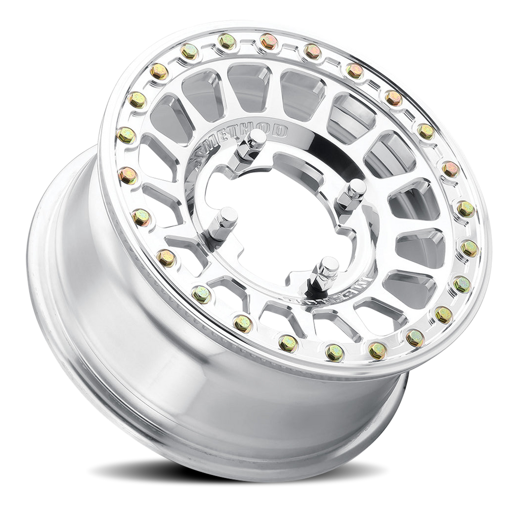 Aluminum Wheels 15x10 MR413 Beadlock UTV Bolt Pattern 4 On 136 Offset 25 Lip Size 2.28 Polished Method