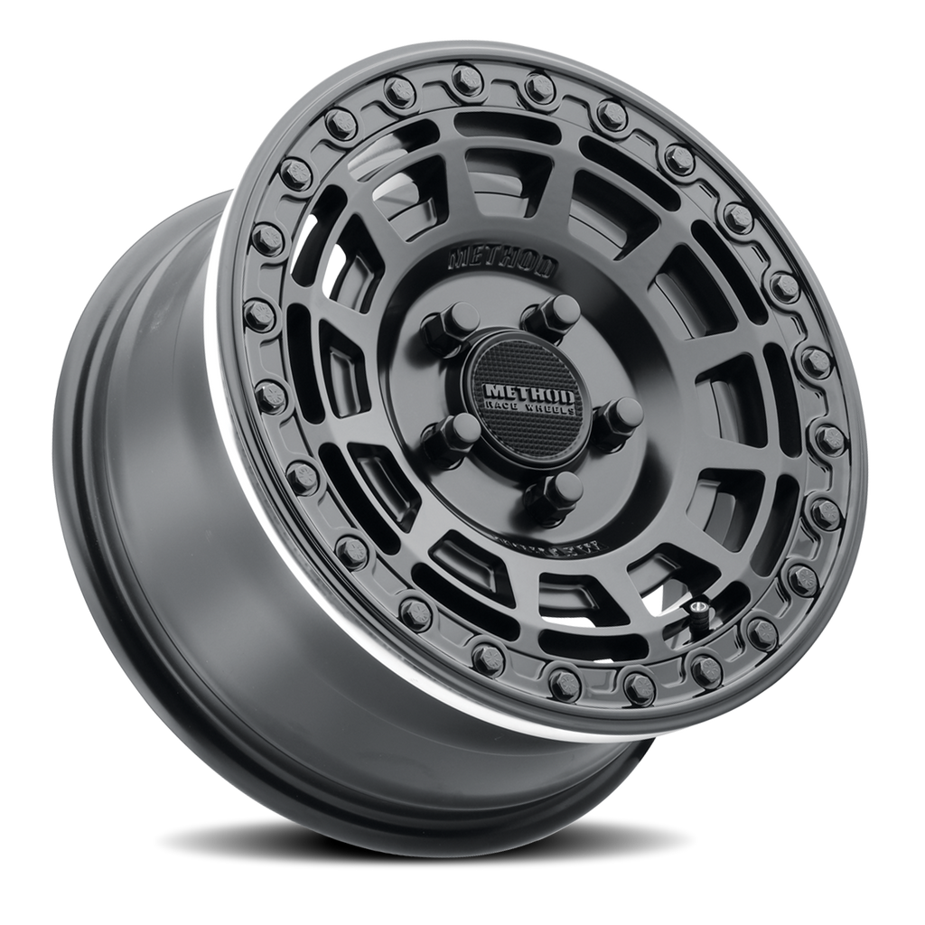 Aluminum Wheels 15x10 MR415 Beadlock UTV Bolt Pattern 5 On 114.3 Offset 25 Lip Size 2.09 Matte Black MB Gloss Black Ring Method